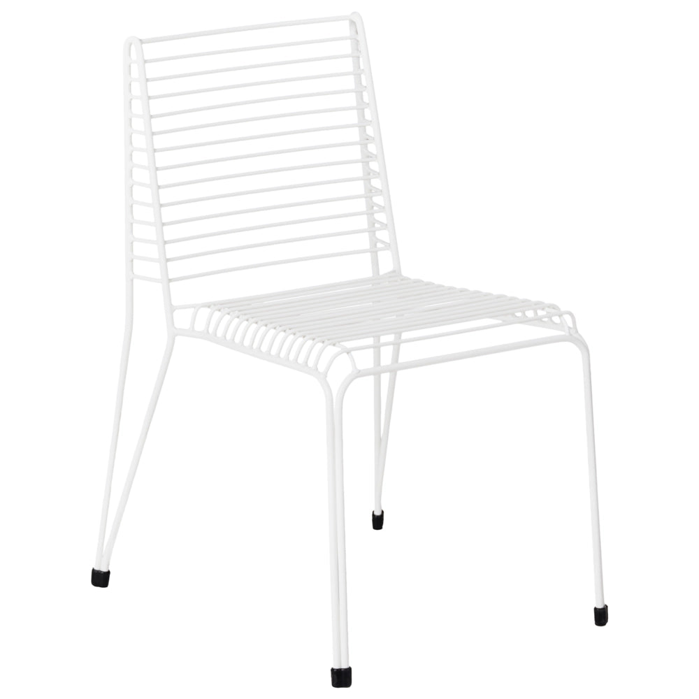 Set di 2 sedie da giardino con telaio in acciaio bianco impilabili da esterno per patio stile moderno