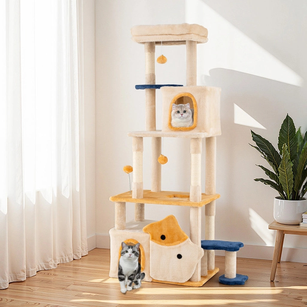 Albero per gatti da interno posatoio morbido rimovibile palo scratcher in sisal-Albero centro attivit¨¤ versatile per animali domestici