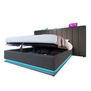 Letto Contenitore 180x200 cm; Letto Matrimoniale - USB; Type-C; LED - Grigio