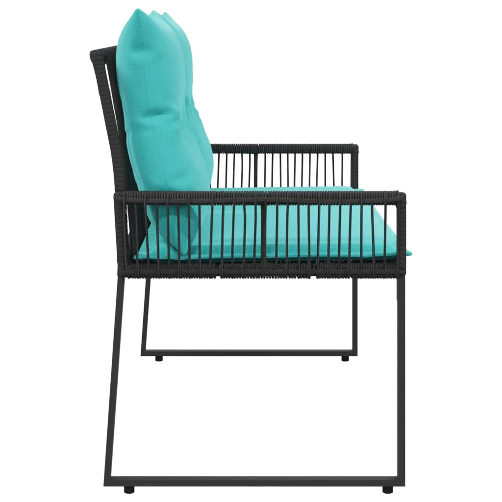 Panchina da esterno 4 pcs Nero e Turchese polyrattan