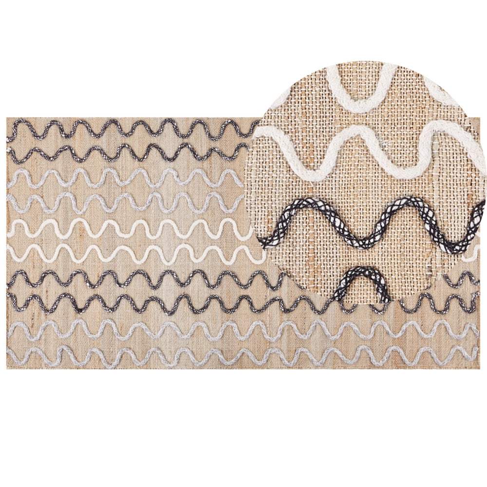 Tappeto Area Beige Juta Motivo geometrico 80 x 150 cm Rustico Boho