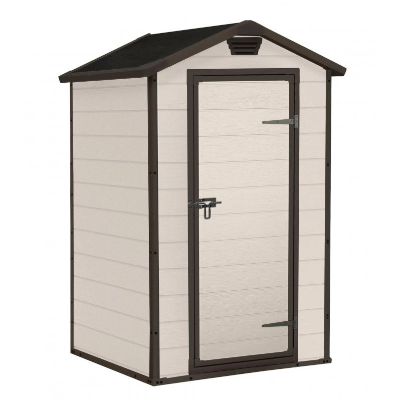 Casetta da giardino in resina effetto legno 129x103x196 cm - con pavimento rialzato - Beige – Keter