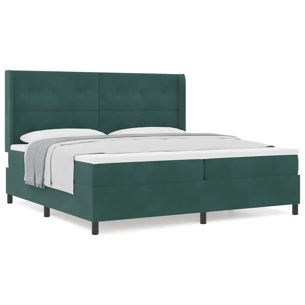 vidaXL Letto a molle con testiera Verde scuro 200 x 200 cm Velluto