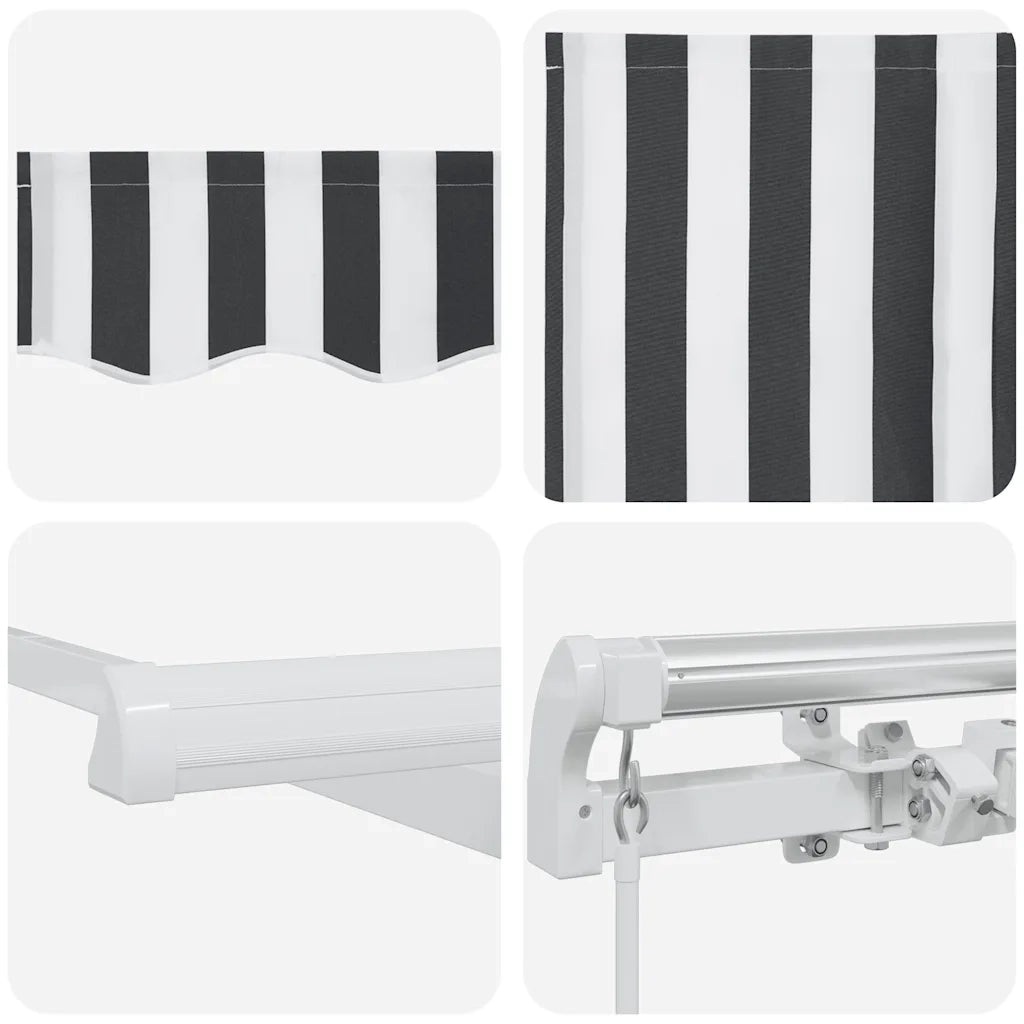 Tenda da Sole Retrattile Manuale Antracite e Bianco 500x300 cm 3216033
