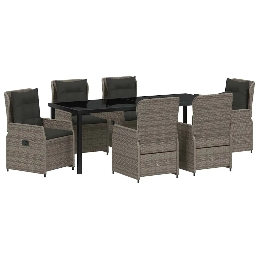 Set da Pranzo per Giardino 7 pcs Grigio polyrattan 3380958
