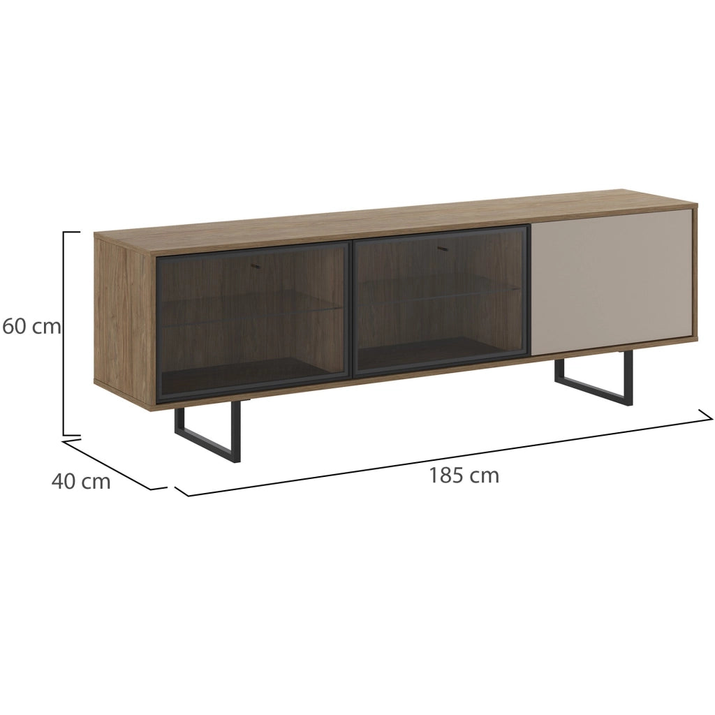 Serrata, Mobile Porta tv 3 Ripiani, 185x40x60h cm Marrone Noce
