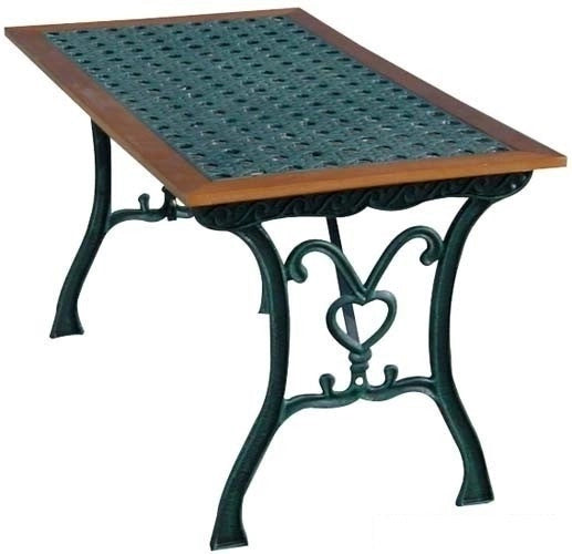 TAVOLO RATTAN ARC IN GHISA VERNICIATA E LEGNO 110X55X60H ARREDO ESTERNO