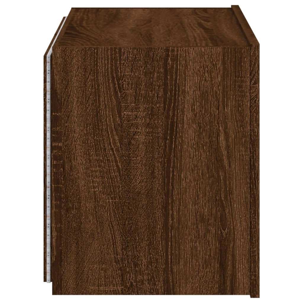 Mobile TV multimediale scaffale TV credenza mobile TV sala da pranzo soggiorno parete attrezzata per camera da letto con luci LED rovere 60 x 35 x 41 cm marrone 02_0027956