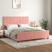 Giroletto con Testiera-Struttura Letto con testiera Rosa 180x200 cm in Velluto 519033