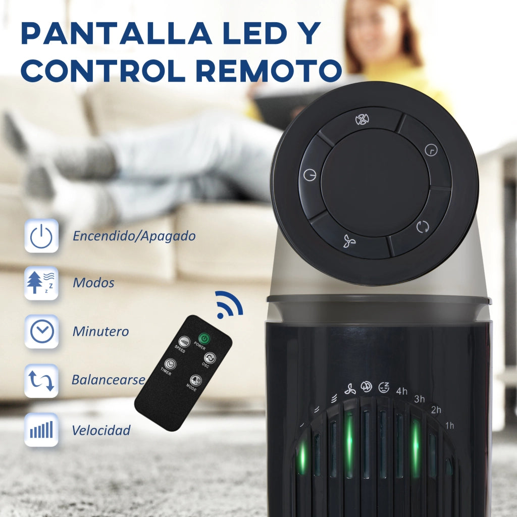 Ventilatore a Torre Silenzioso con Telecomando ¨C Zephmum ¨C Grigio Scuro