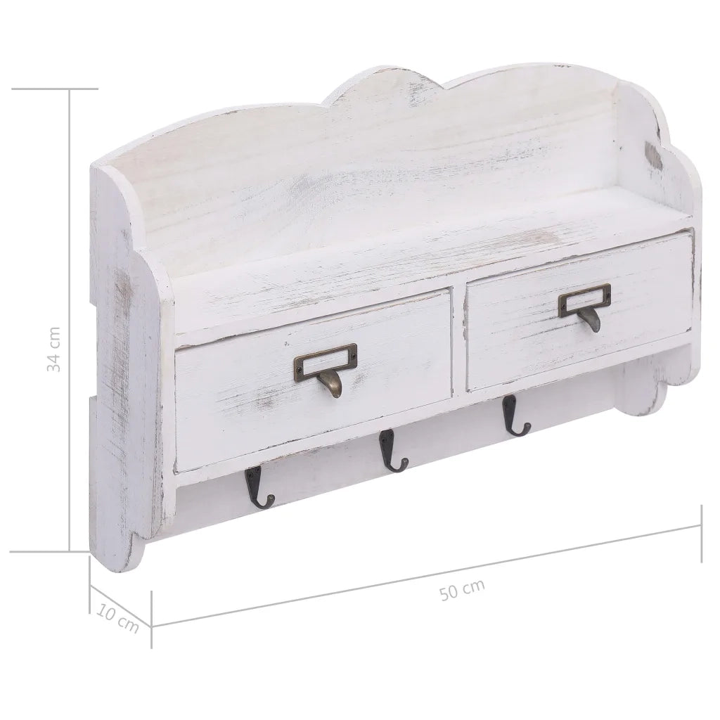 Appendiabiti a Muro Bianco 50x10x34 cm in Legno CFW2276324