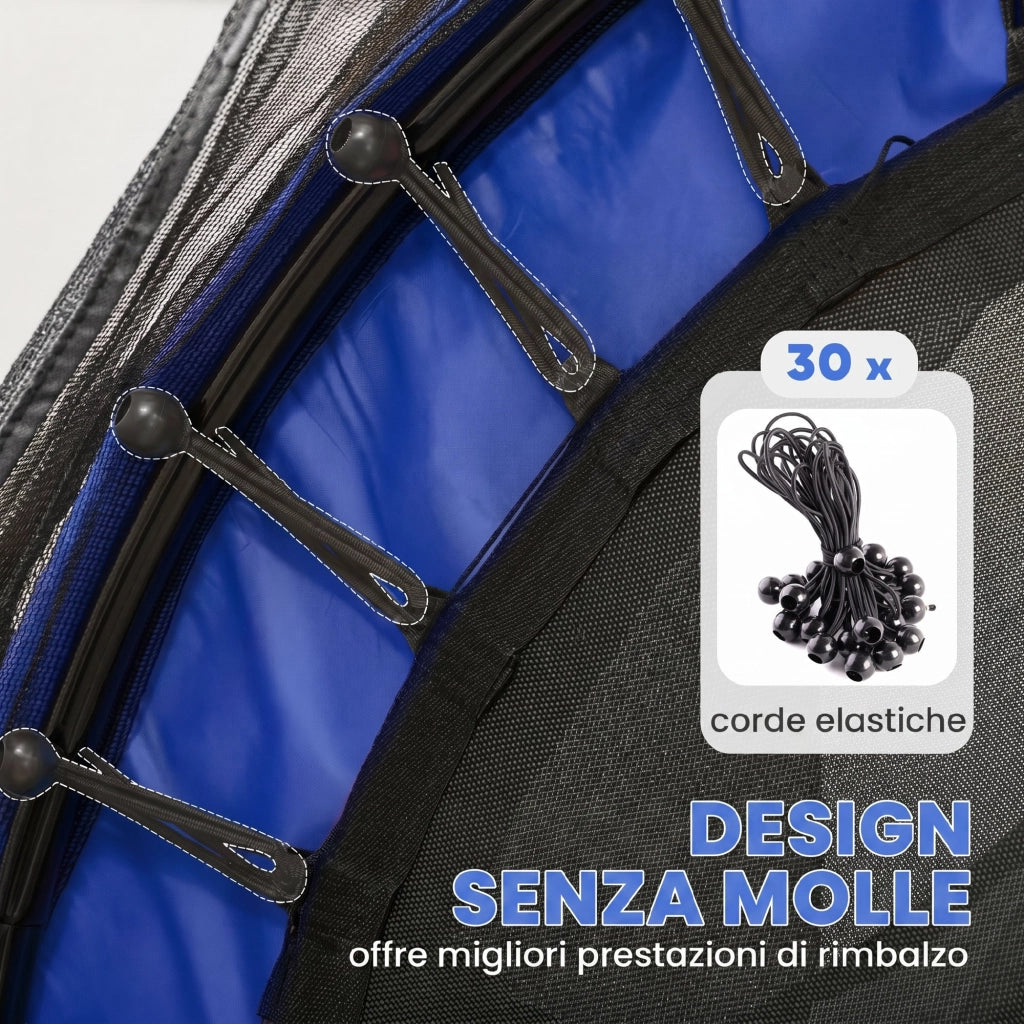 Trampolino da giardino ¨C zephmum ¨C Blu, ?160x190 cm, con rete di sicurezza