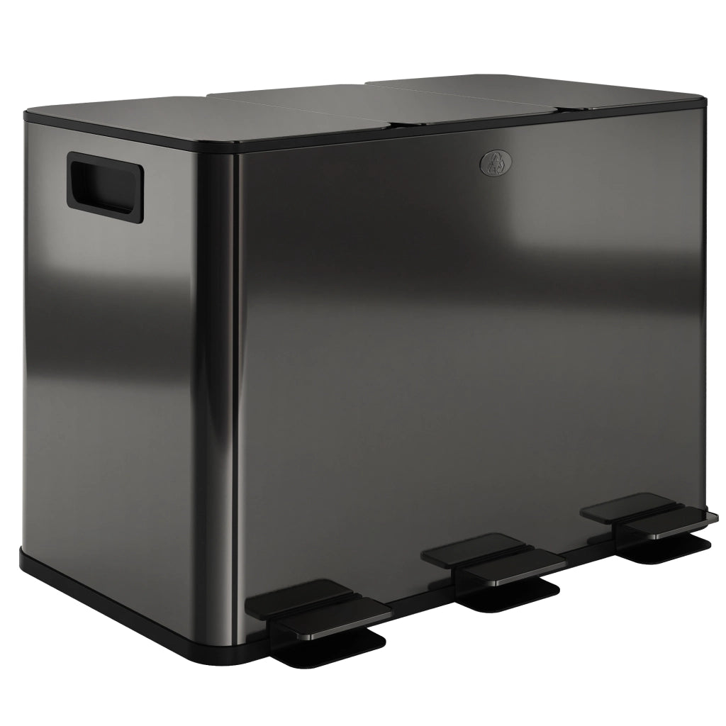 Bidone per la Raccolta Differenziata da Cucina 45L ¨C zephmum ¨C 3 Scompartimenti 15L, Nero