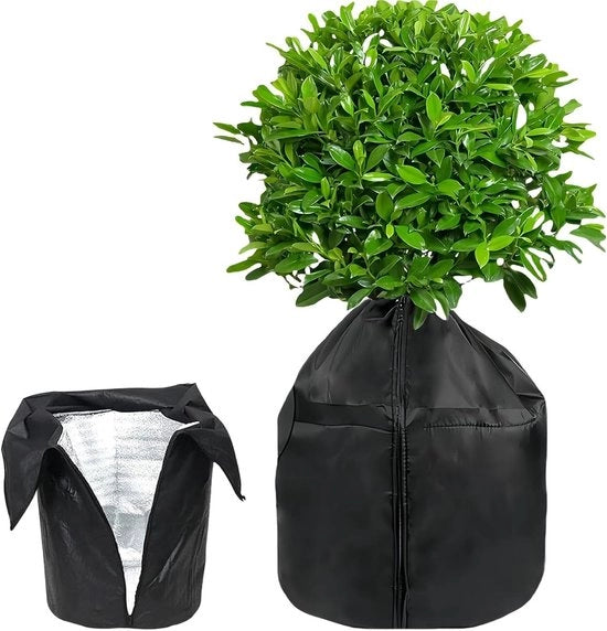 Protezione per piante da inverno, 45 x 50 cm, contenitore per piante con chiusura a cordino e isolamento, isolante per giardino, balcone, terrazza, resistente al gelo