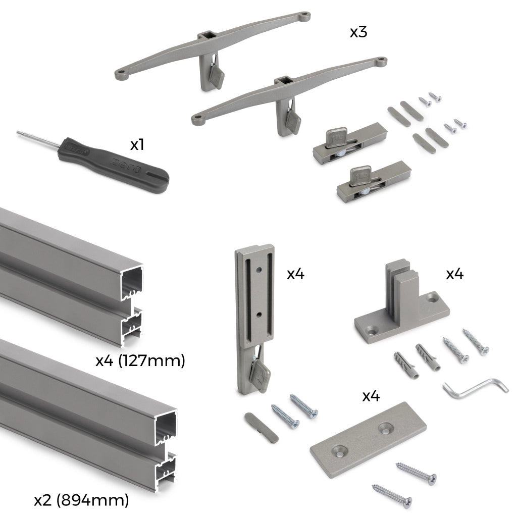 Emuca Zero Kit struttura modulare con ferramenta per il montaggio a parete, grigio pietra verniciato