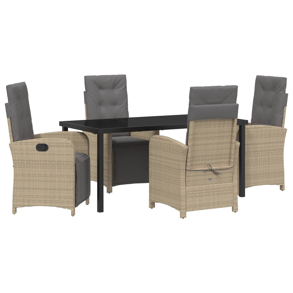 Set da Pranzo da Giardino  5 Pezzi con Cuscini Beige in Polyrattan