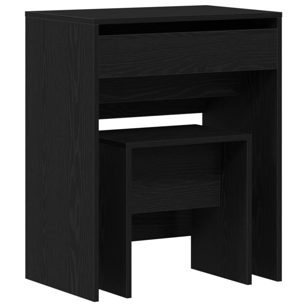 Tavolo da trucco con specchio in legno ingegnerizzato nero