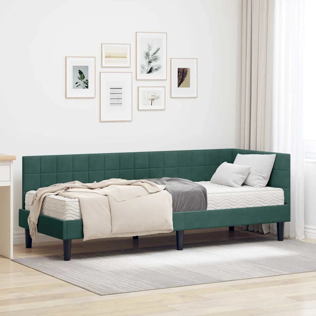 Struttura Letto Angolare con Materasso 2 pz-Giroletto con materasso Verde Velluto 521827
