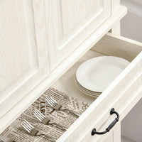 Credenza Alta 80x35x180 cm 2 Armadietti 1 Cassetto Bianco