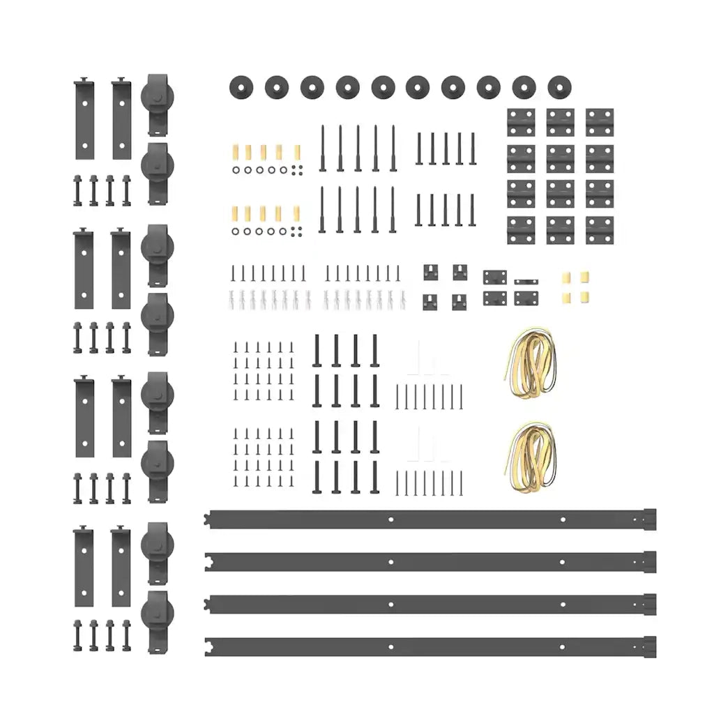 Kit di Binari per Porte Scorrevoli 400 cm Acciaio Nero CFW1480950