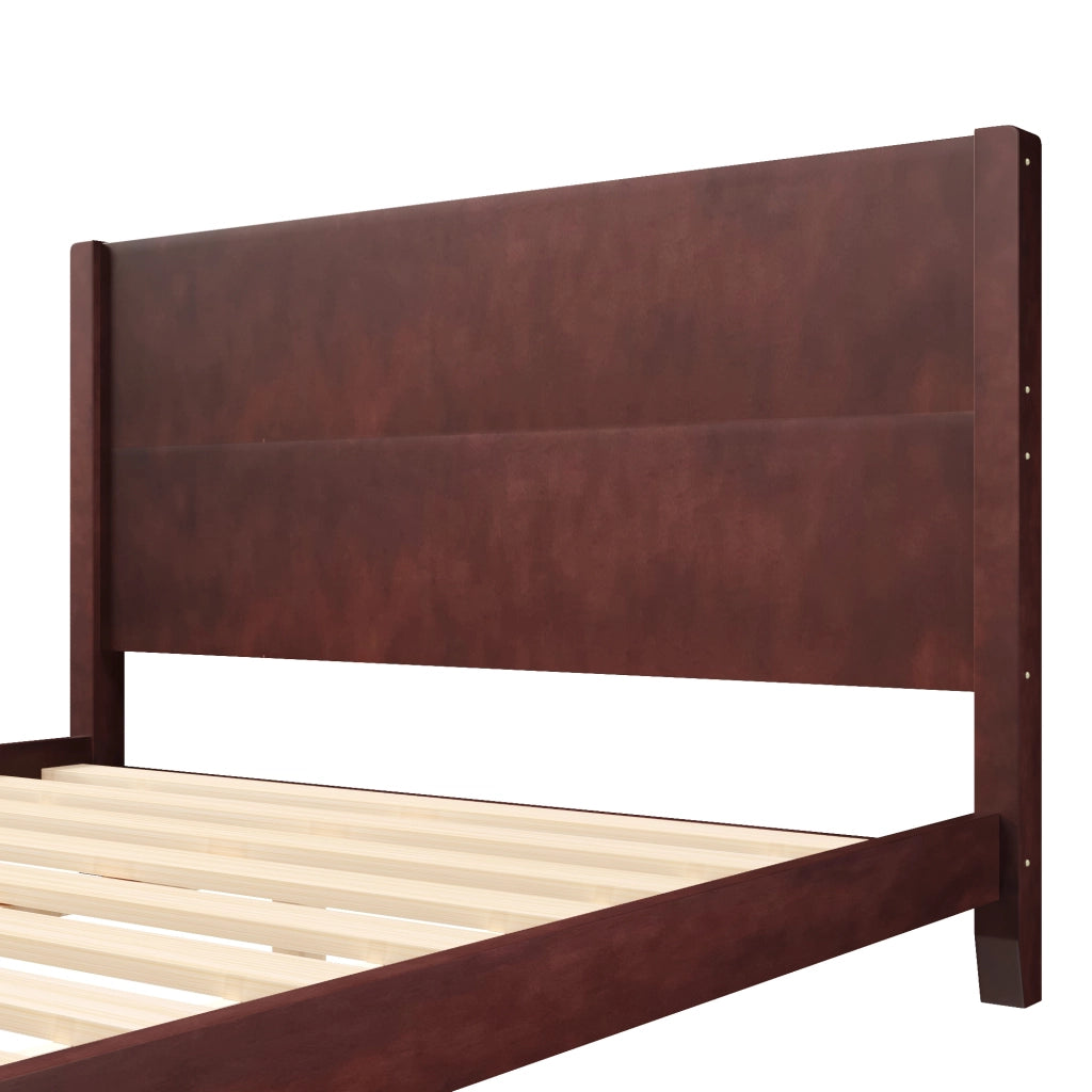 Letto matrimoniale 160x200 in legno con testiera e rete a doghe, marrone