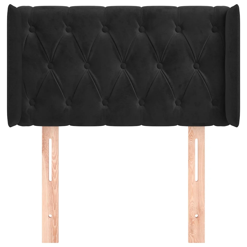 Testiera ad Orecchio Nera 83x16x78/88 cm in Velluto 3119136