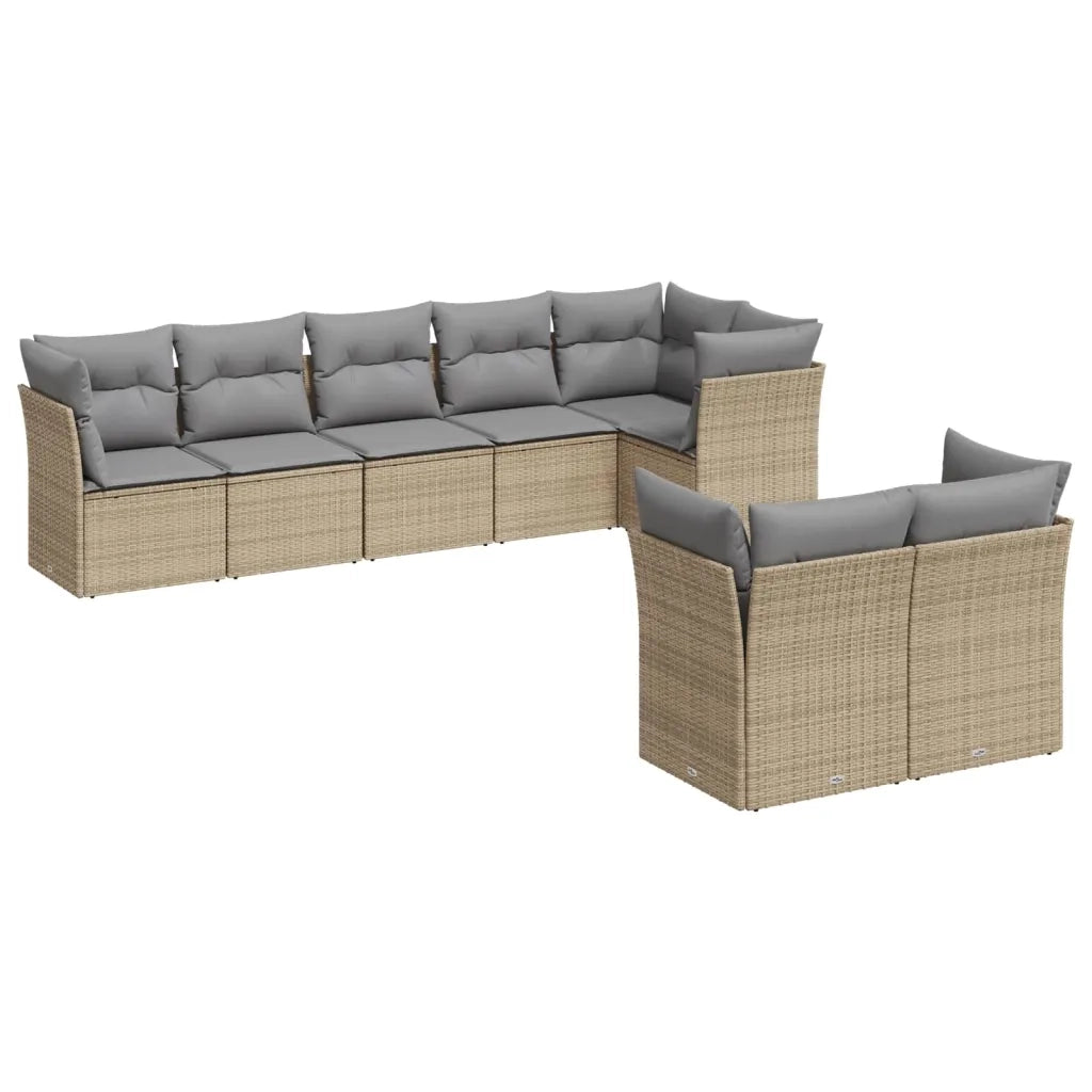 Set Divano da Giardino 8 pz con Cuscini Beige in Polyrattan 3249748