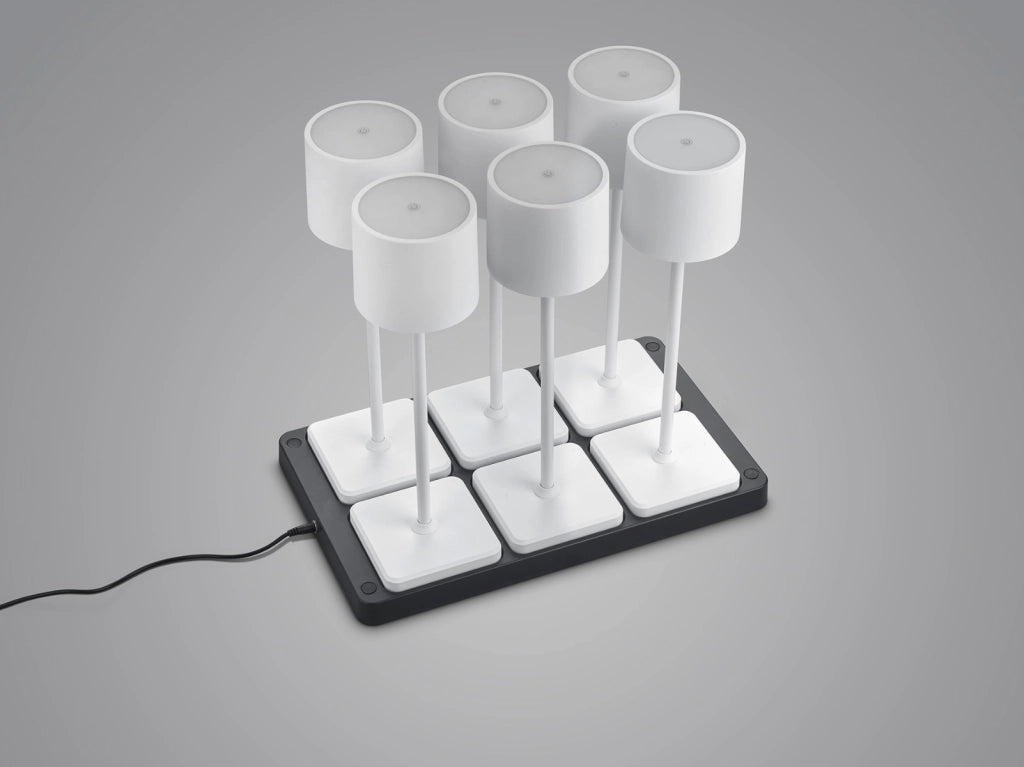 Set 6 lampade tavolo bianche LED 1W ricaricabili Fernandez RL