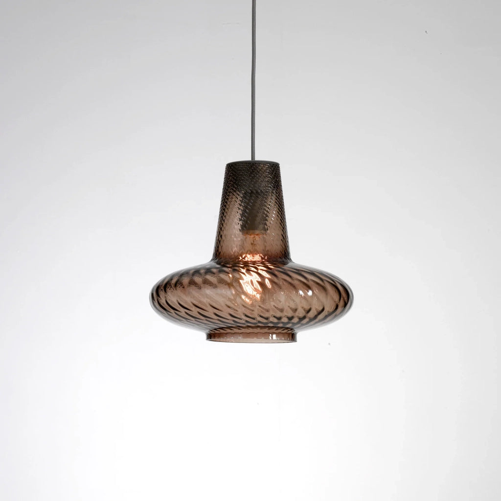 Giulietta sospensione ø.320x3150mm. 1xe27 70w hs-ip20-ver.grigio, vtr.fume'