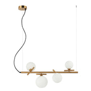 Lampada sospesa Reverso Italux ottone, 4 sfere bianche