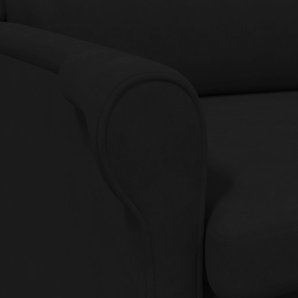Poltrona Nera Nera Rivestimento in tessuto con gambe in legno