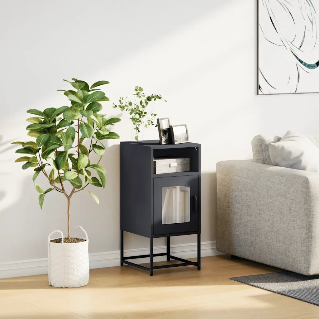 Comodino Antracite 36x39x78 cm in Acciaio Laminato a Freddo 853412
