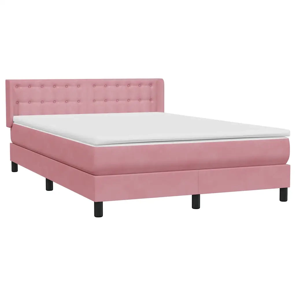 Giroletto a Molle con Materasso Rosa 140x220 cm in Velluto 3318494