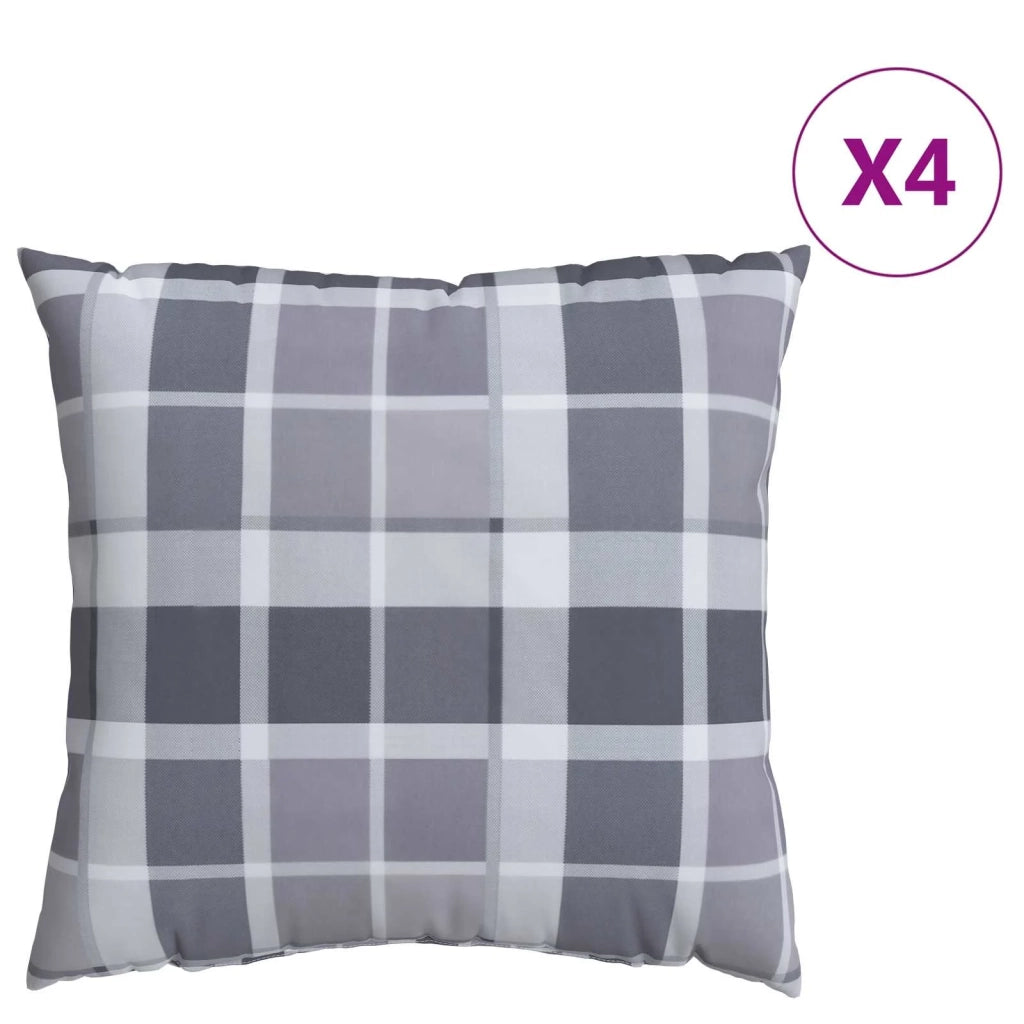 Cuscino da Esterno 4 pz | Cuscini per sedie Grigio a quadri 60 x 60 cm Tessuto