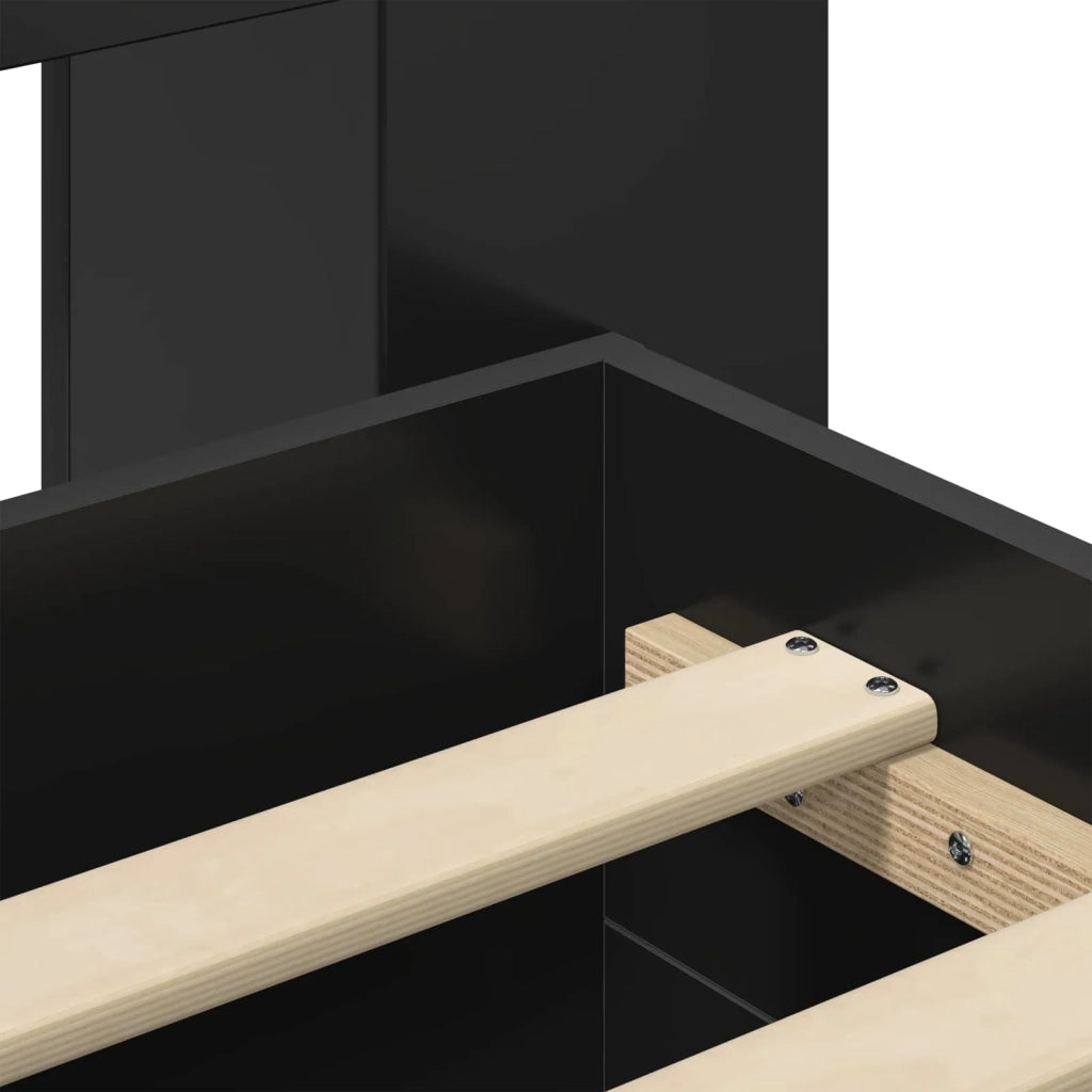 Struttura del letto con stoccaggio e testata Nero 150 x 200 cm 3434052