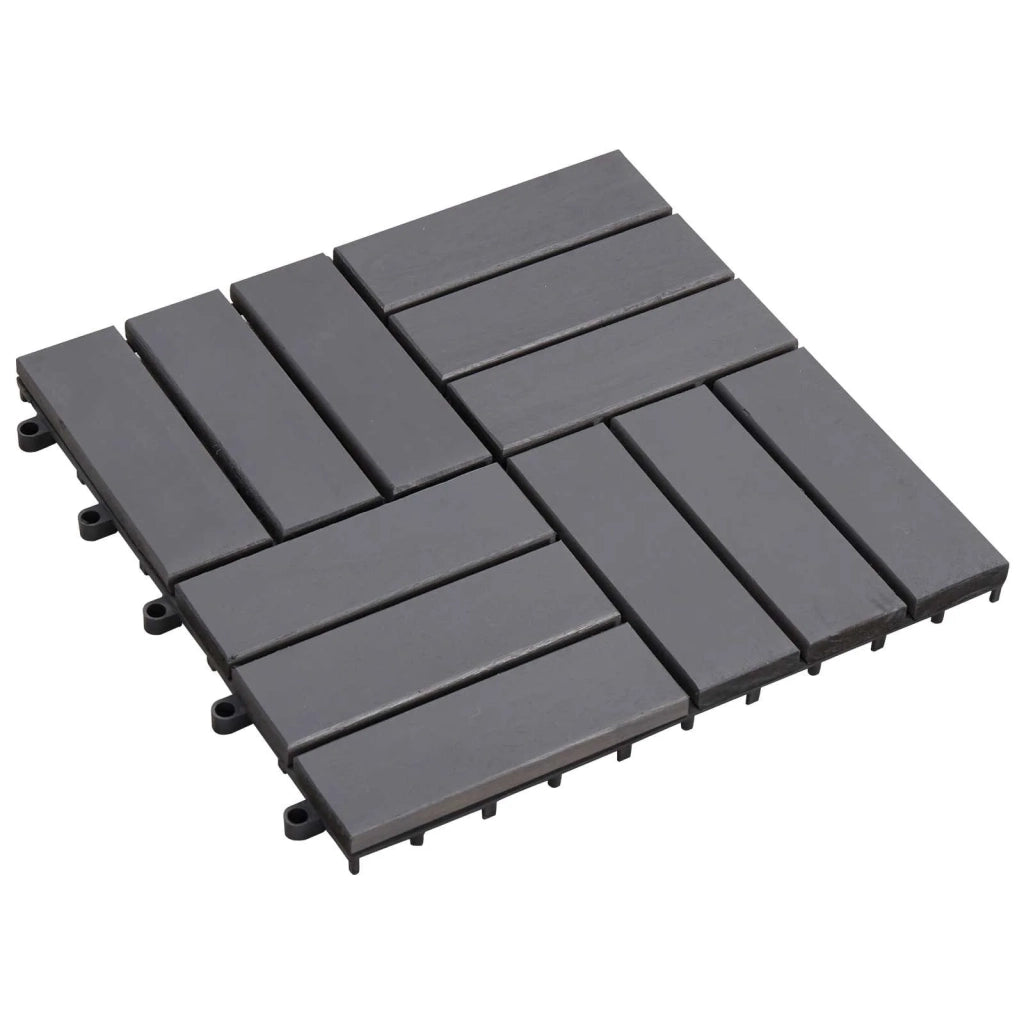 Piastrella per Decking 20 pcs Grigio 30 x 30 cm Legno di Acacia