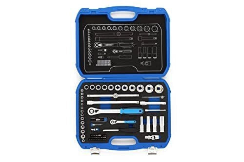 GEDORE 3108902 19 BMC 20 Set di chiavi a bussola 69 pezzi 1-4'' e 1-2'' con cricchetti reversibili e custodia in schiuma colore Blu