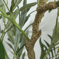 Pianta Artificiale Olivo Alta 150 cm con 720 Foglie e 32 Olive per Interni con Vaso in Plastica e Seta Verde