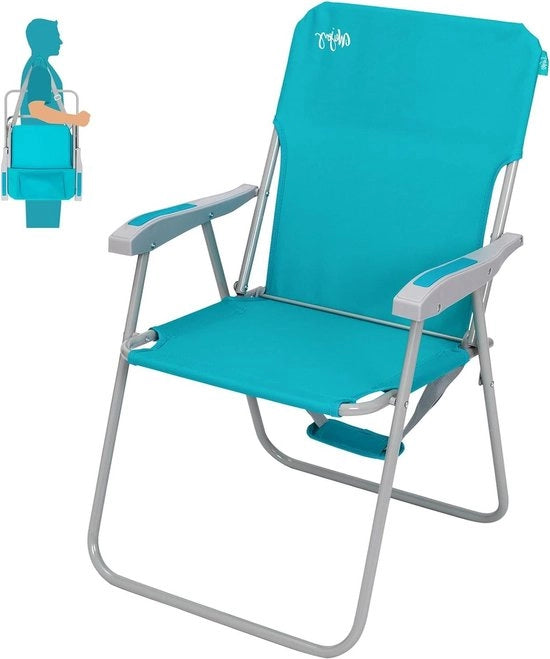 Sedile da spiaggia pieghevole con alta schiena e schienale - leggero e trasportabile - blu