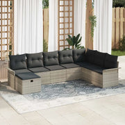 Set Divano da Giardino 8 pcs Grigio chiaro polyrattan