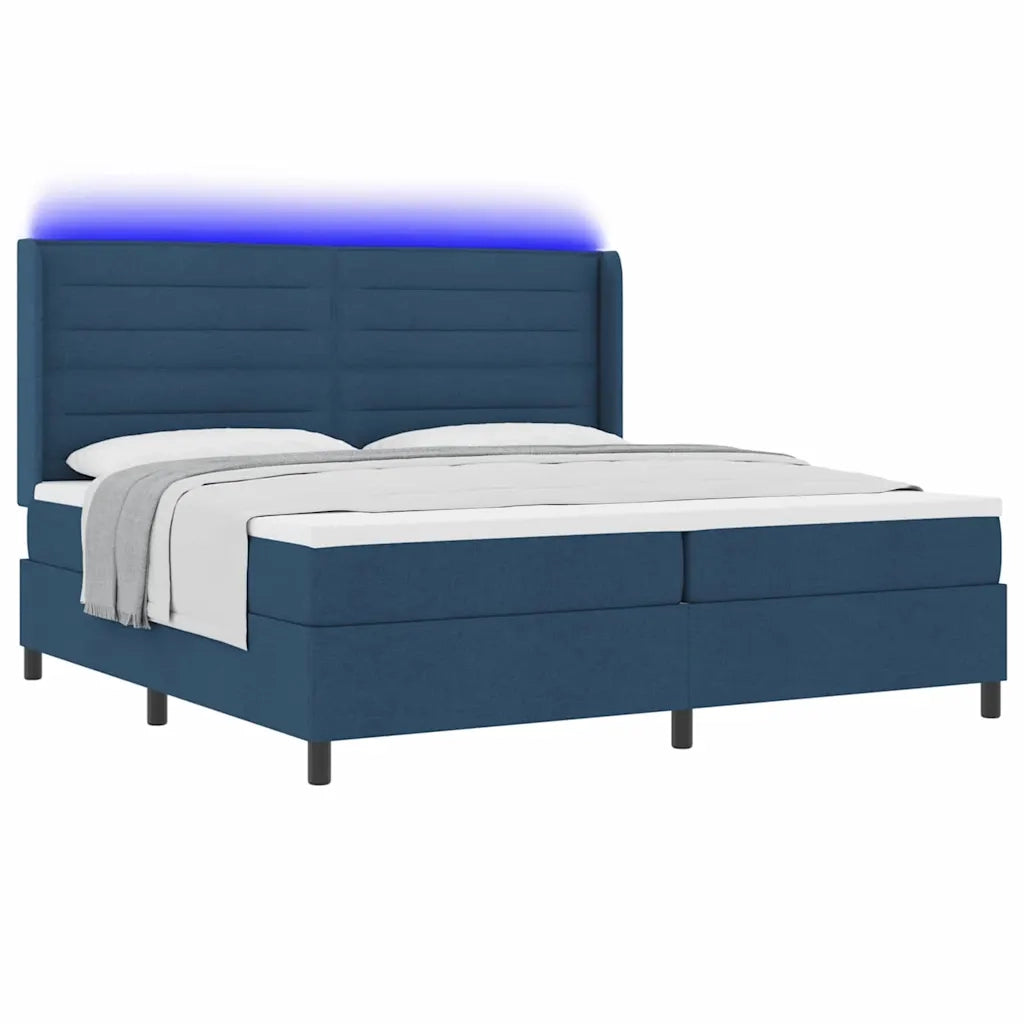 Letto a Sorgente LED con materasso Blu 200 x 200 cm Tessuto 3343468