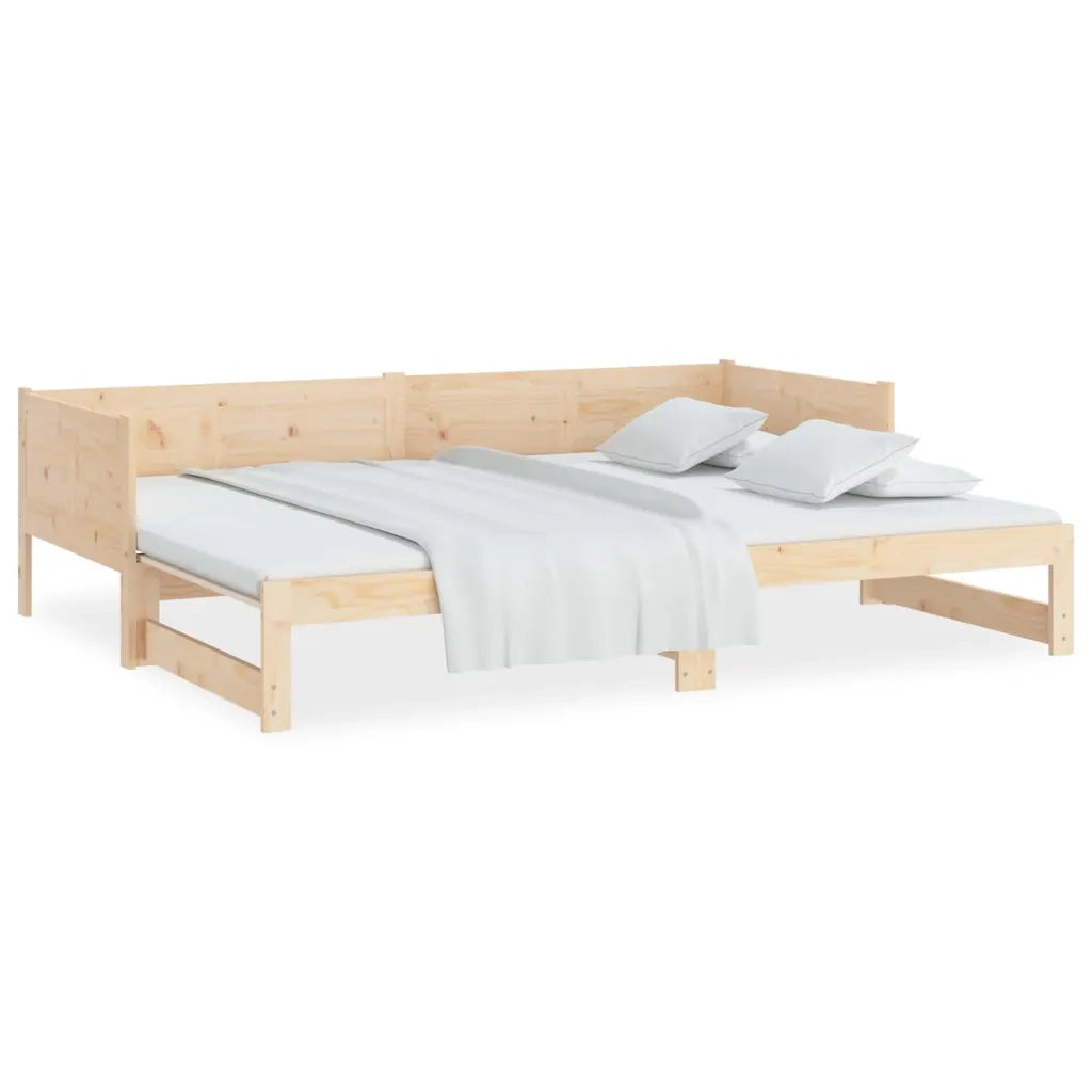 Letto singolo | Letto per adulti | Dormeuse Estraibile in Legno Massello di Pino 2x(80x200) cm
