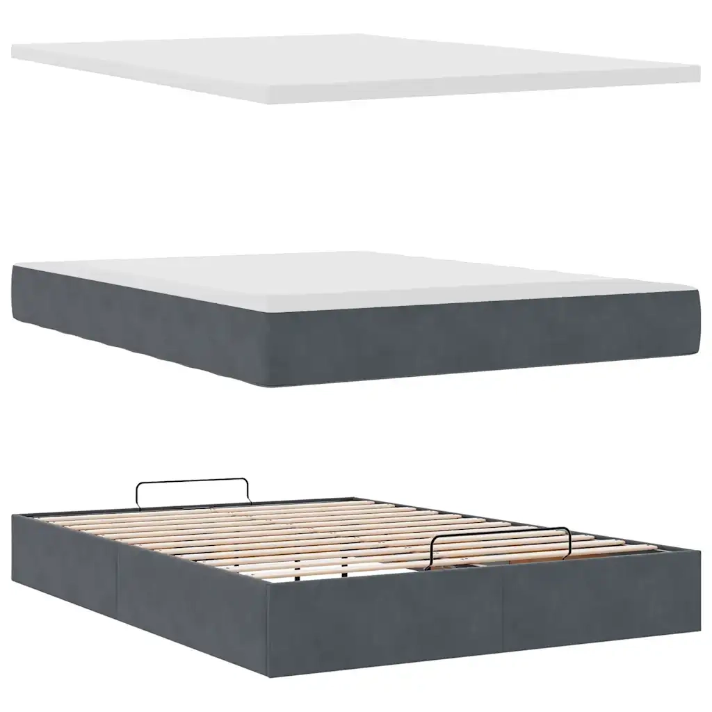 Struttura Letto Pouf con Materasso 140x190 cm Velluto 3311184