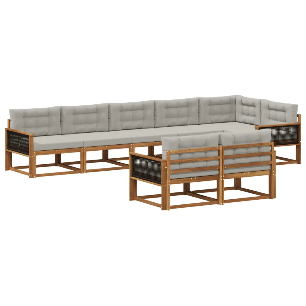 Set di divani da esterno 8 pz Naturale e Grigio chiaro 3382664
