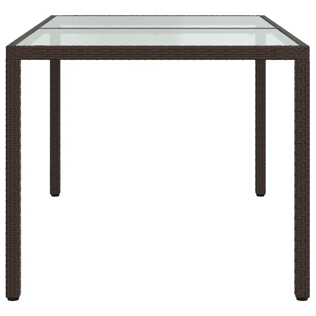 Tavolo Giardino 150x90x75cm Vetro Temperato Polyrattan Marrone 316704