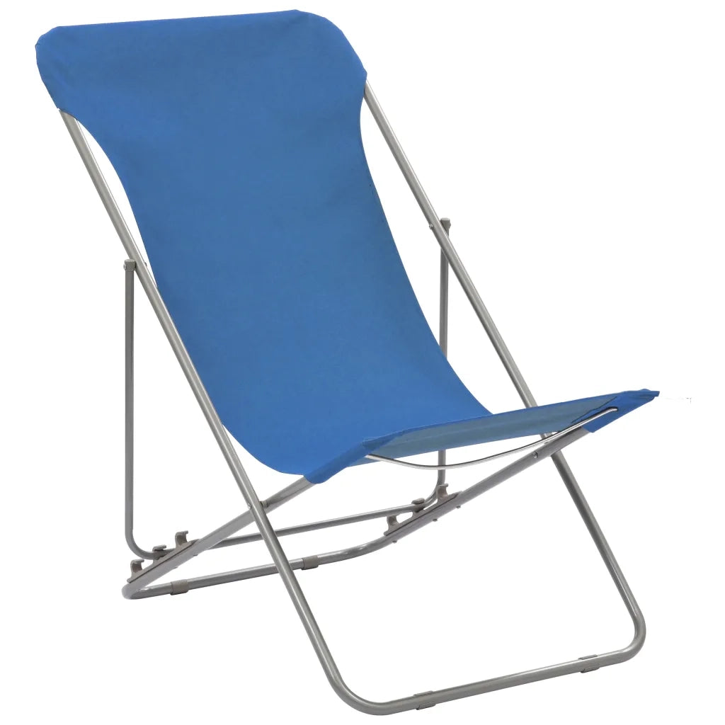 Sedie da Spiaggia Pieghevoli 2 pz | Sedie da Esterno Acciaio e Tessuto Oxford Blu