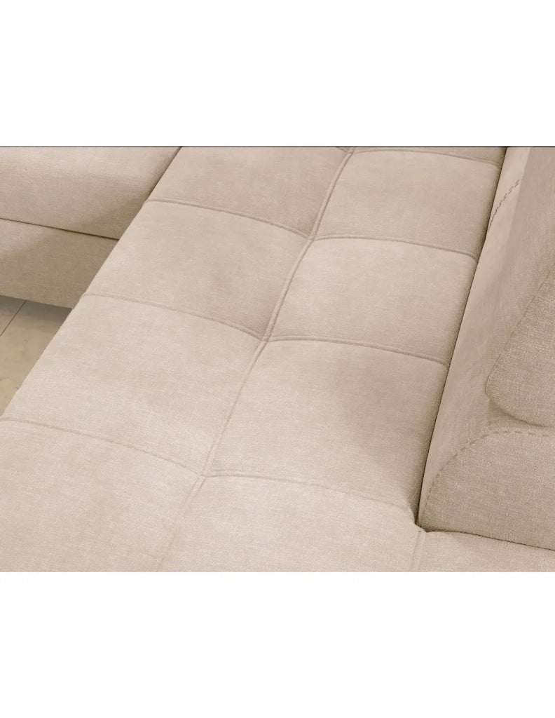 Divano ad angolo convertibile PALAZZO 4 posti beige – angolo sinistro con contenitore