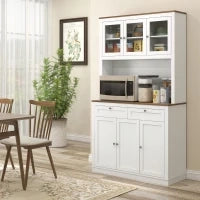 Credenza da cucina, con 6 ante, 2 cassetti, piano di lavoro e ripiani regolabili, 100x40x180cm, Bianco