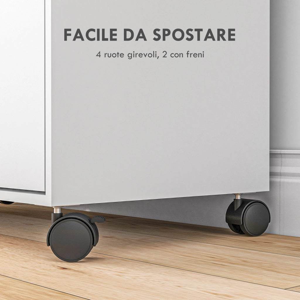 EasyComfort Mobile Asse da Stiro con Piano d'Appoggio, 3 Ripiani a Cubo e Guida, 127x42.5x99cm, Bianco