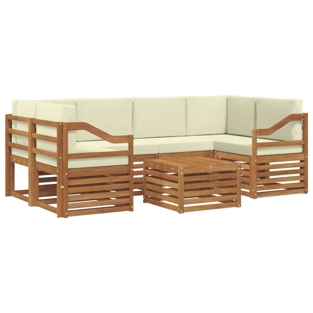 Set di divani da esterno con cuscino 7 pcs Naturale e Crema